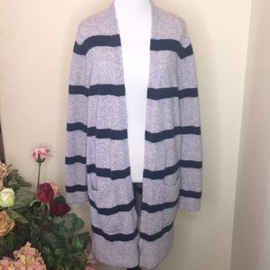 Madewell Kent Cardigan Gray/Navy Stripe Size M